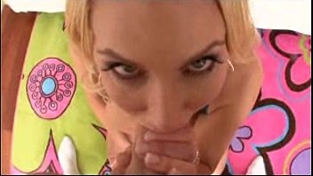 Blonde tries deep throat and can't take cock in ass